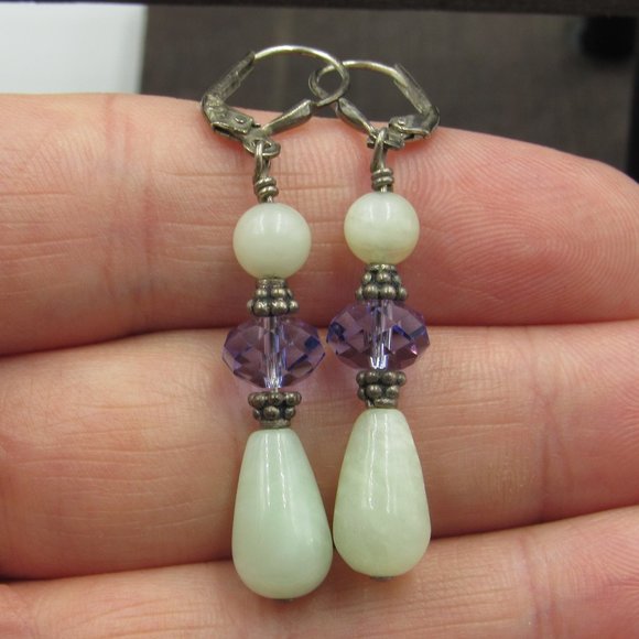 Jewelry - Sterling Silver Unique Chrysopras Stone Earrings